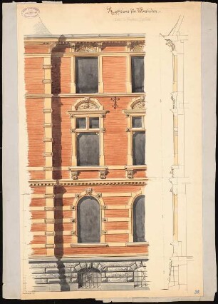 Rathaus, Wiesbaden: Detail des Fassadensystems 1:25