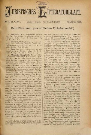 Juristisches Literaturblatt, 5. 1893