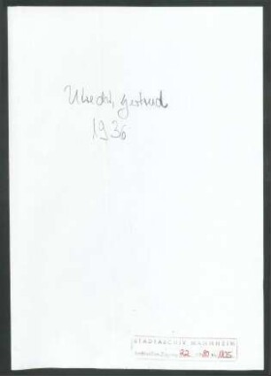 [& ], Gertrud , Utrecht, an Wichert