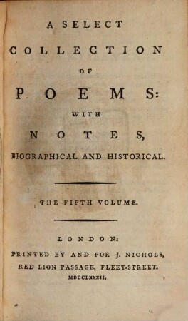 A Collection of Poems : With Notes, Biographical And Historical. 5