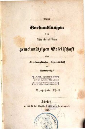Verhandlungen der Schweizerischen Gemeinnützigen Gesellschaft. 27, 27. 1842