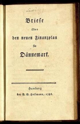 Briefe über den neuen Finanzplan für Dännemark