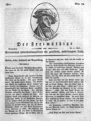 Nro. 72, Donnerstag, den 11. April 1811