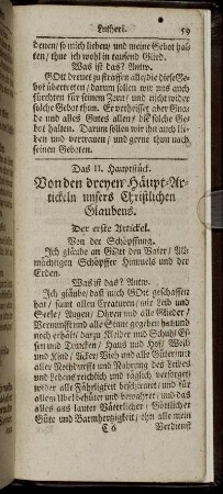 Das II. Hauptstück. Von den dreyen Häupt-Artickeln unsers Christlichen Glaubens.