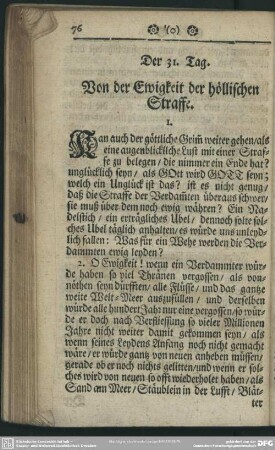 Der 31. Tag. Von der Ewigkeit der höllischen Straffe