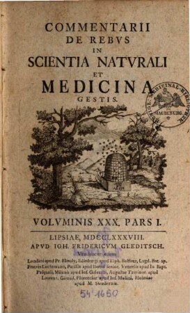 Commentarii de rebus in scientia naturali et medicina gestis. 30. 1788
