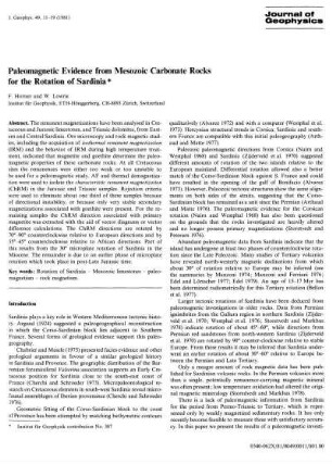 Paleomagnetic evidence from Mesozoic carbonate rocks for the rotation of Sardinia