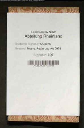 Armenrechnung der Stadt Moers