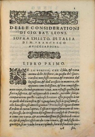 Considerationi di Gio. Battista Leoni sopra l'Historia d'Italia di M. Fr. Guicciardini
