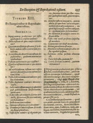 Titulus XIII. De Exceptionibus & Reprobationibus testium.