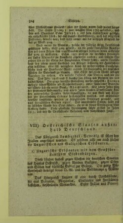 VIII) Oestreichische Staaten außerhalb Deutschland