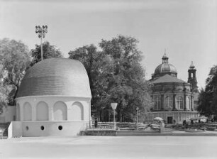 Dresden. Großer Garten. Reichsgartenschau 1936. Blick vom Konzertpavillon zum Haupt-Restaurant