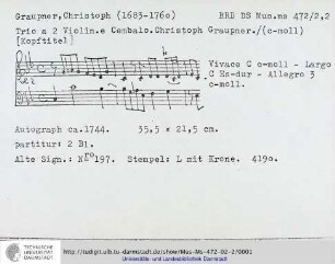 Trio a 2 Violin. e Cembalo