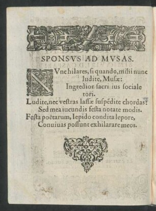 Sponsus Ad Musas.