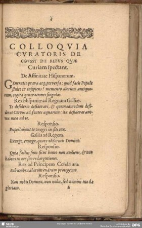 Colloquia Curatoris De Coussy De Rebus Quae Curiam spectant