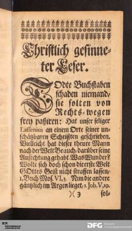 Vorrede an den Leser.
