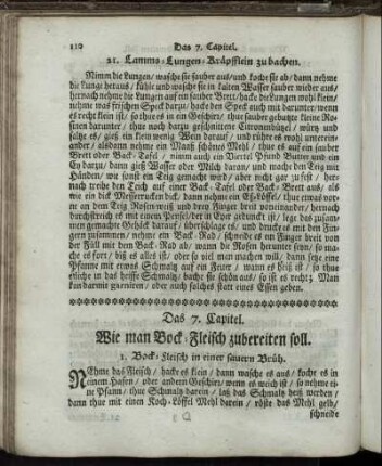 Das 7. Capitel. Wie man Bock-Fleisch zubereiten soll.