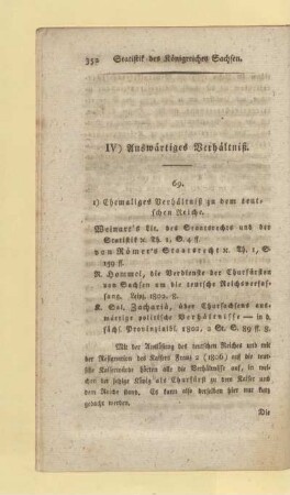 IV) Auswärtiges Verhältniß