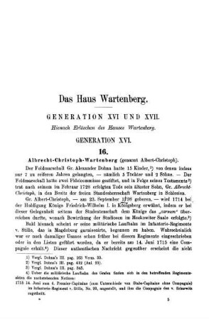 Das Haus Wartenberg. Generation XVI und XVII