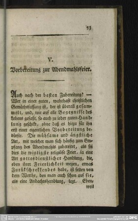 V. Vorbereitung zur Abendmahlsfeier