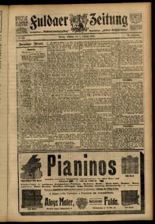 Zweite Ausgabe vom Montag, den 01. Oktober 1906.
