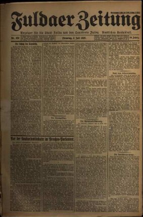 Erste Ausgabe vom Dienstag, den 02. Juli 1929.
