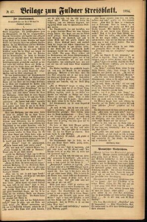Zweite Ausgabe vom Samstag, den 21. April 1894.