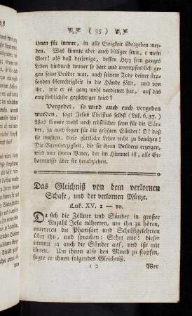 35-41, Das Gleichniß von dem verlornen Schafe, und der verlornen Münze