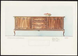 Sideboard, im Stil von Chippendale, außen zwei Türen, Mitte drei Schieber, Deko