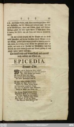 Epicedia. Trauer-Ode.