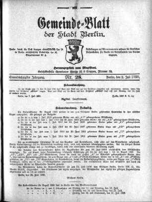 1920,28: Nr. 28, 11. Juli 1920