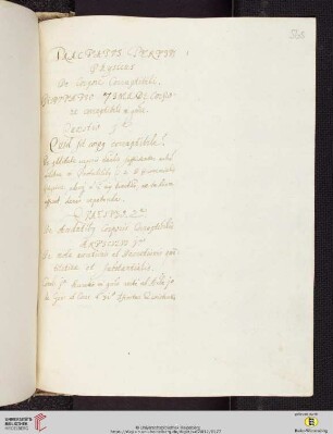 Tractatus Tertius Physicus De Corpore Corruptibili. Disputatio 7ima