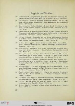 Teppiche und Textilien (Nr. 333-357)
