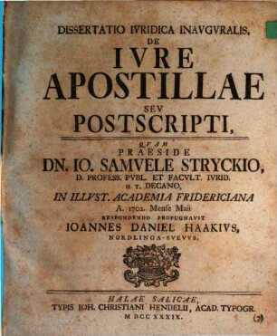 De iure apostillae seu postscripti