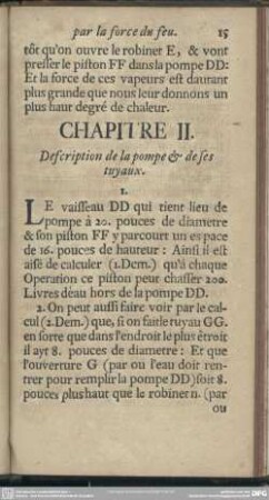 Chapitre II. Description de la pompe & de ses tuyaux