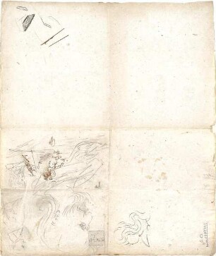 Gärtner, Friedrich von; Frühe Zeichnungen - Portrait u. Reiter mit Pferd (Studien)