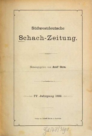 Südwestdeutsche Schach-Zeitung. 4. 1889