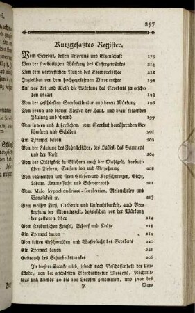 Kurzgefaßtes Register.