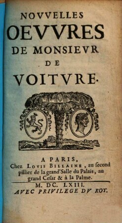 Nouvelles oeuvres de monsieur de Voiture