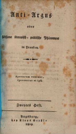 Anti-Argus : oder seltsame literar.-polit. Phaenomene in Franken. 2. 1803