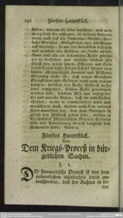 Fünftes Hauptstück. Von Dem Kriegs-Proceß in bürgerlichen Sachen