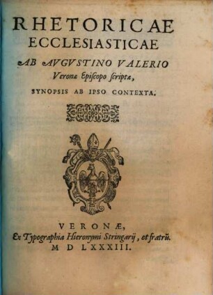 Rhetoricae ecclesiasticae synopsis et praelectiones