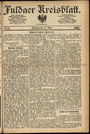 Erste Ausgabe vom Dienstag, den 17. März 1896.