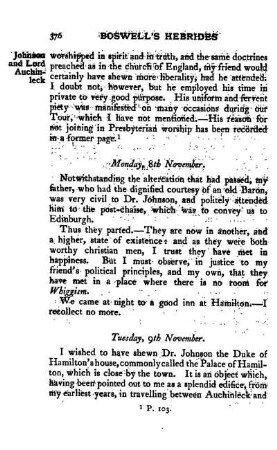 November 8. - Arrive at Hamilton