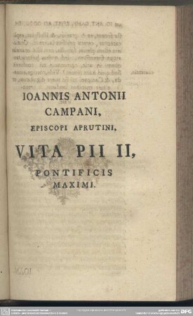 Vita Pii II, Pontificis Maximi