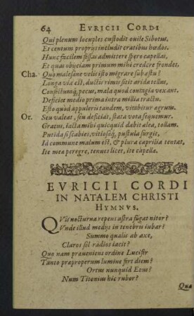 Euricii Cordi in Natalem Christi Hymnus.