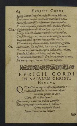 Euricii Cordi in Natalem Christi Hymnus.