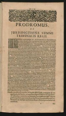 Prodomus, De Iurisdictione Summi Tribunalis Regii