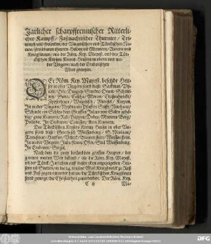 Jarlicher scharpffrennischer Ritterlicher Kampff ...