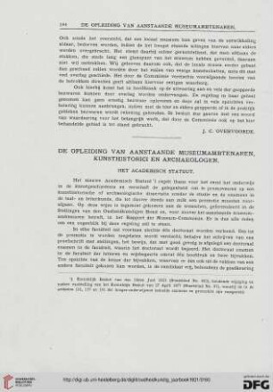 3.Ser. 1.1921: De Opleiding van Annstaande Museumambtenaren, Kunsthistorici en Archaeologen : Het academisch Statuut